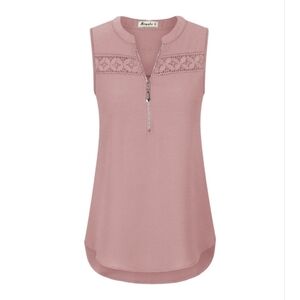 Sleeveless Chiffon Tank Top Blouse Dusty Pink